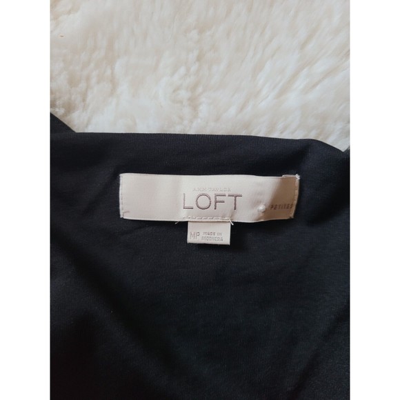 Loft Womens Faux Wrap Knee Length Dress Gold Striped Size Medium Petite - Picture 6 of 9